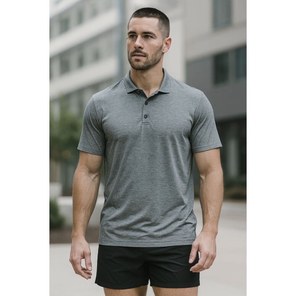 Lululemon Athletica Gray Performance Stretch Evolution Polo Shirt  Mens Size XL